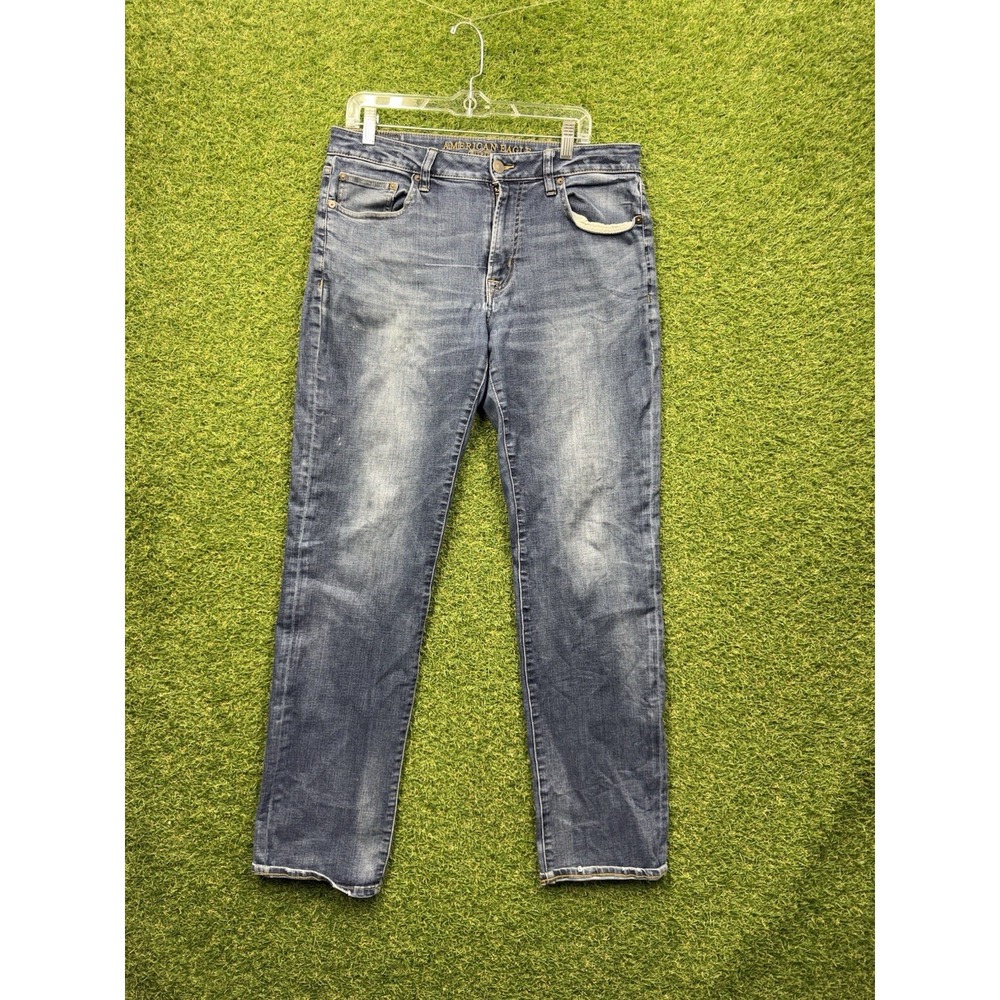 American Eagle Jeans Mens 33x34 Relaxed Straight Medium Wash Denim Work